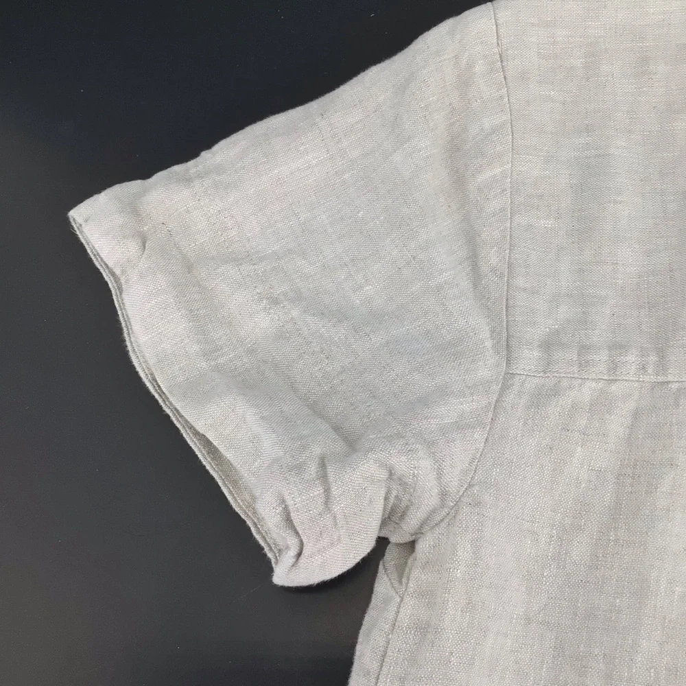 Madewell V-neck Palma Mini Dress in 100% Linen Natural Undyed nq627 Size XXS - Picture 9 of 13